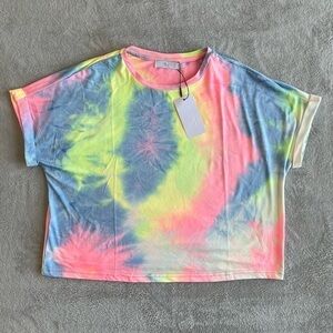 MJori Tie Dye Pastel Crop Top Size Large NWT